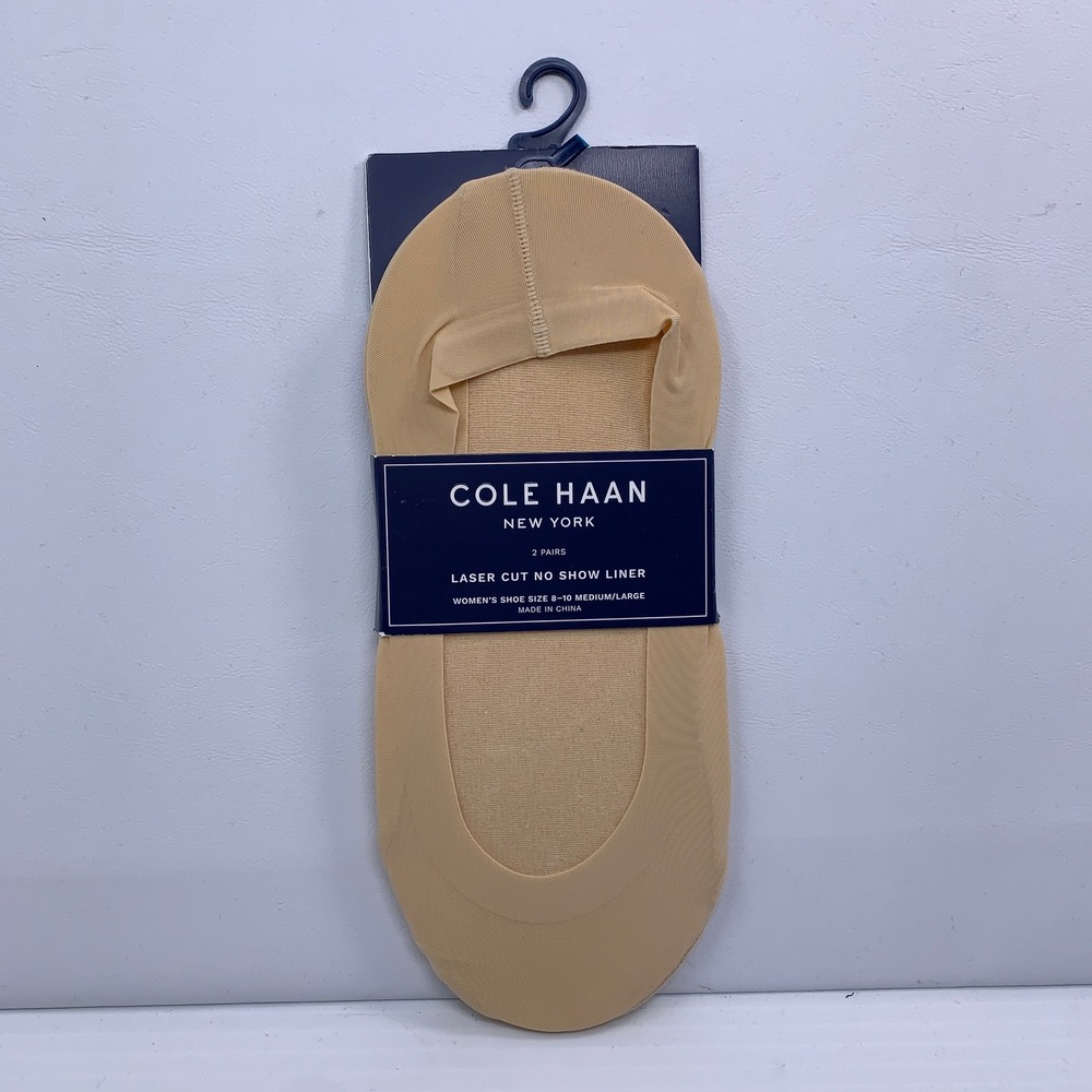 Cole Haan Womens M/L Nude Laser Cut No Show Liner 2 Pair Socks NWT
